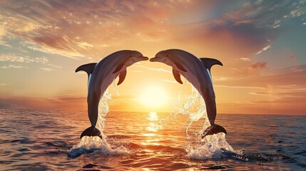 Image of Symphony of the seas: majestic dolphins soaring against the sunset printed on Printed Glass Basin Splashbacks