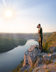 Photographer take a photo in the mountain