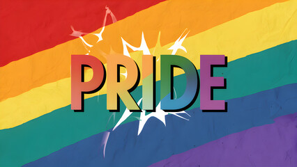 LGBT Colorful Rainbow Gay Background with Typography: Pride