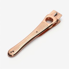 Obraz premium Copper can opener with a hammered finish handle, isolated solid white background