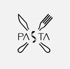 Italian restaurant symbol food vector icon. idea with fork and knife. 