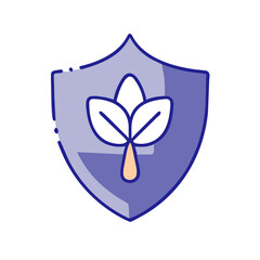 Vector illustration of a shield with a leaf symbol representing nature protection and environmental security