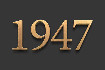 3D wooden logo of number 1947 on dark grey background.