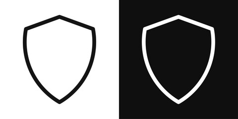 Shield interrogation icon set. Privacy guarantee shield vector icon in safety guard strong shield shape icon. Secure safeguard web sign.