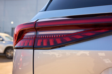 Closeup of a cars automotive tail brake light