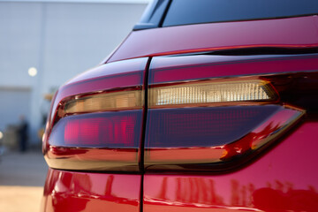 Closeup of a cars automotive tail brake light