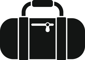 Minimalist black duffel bag icon with handle and zipper, perfect for travel, sport, gym, and urban adventures