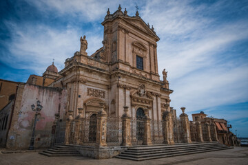 Facade of the Basilica of Santa Maria Maggiore, Ispica, Ragusa, Sicily, Italy. June 2023. Long exposure picture