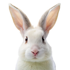 white rabbit portrait on transparent background