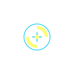 Shooting target, laser tag goal vector icon, crosshair design, circle form gun target logo, gun sight sign, focus mark