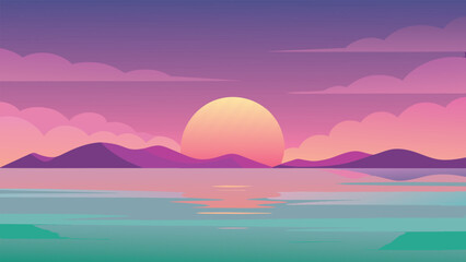 sunset, background, illustration, vector