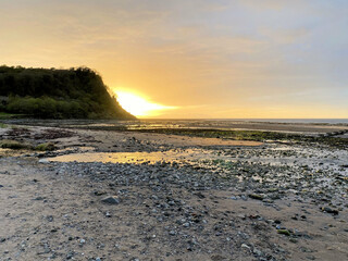 A view of the Beach at Ayr in Scotland during a sunset