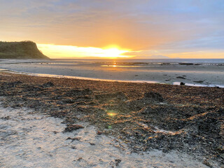 A view of the Beach at Ayr in Scotland during a sunset
