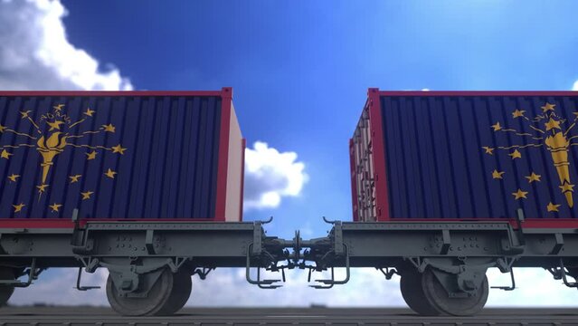 Indiana flag containers are located at the container terminal. Concept for Indiana import and export