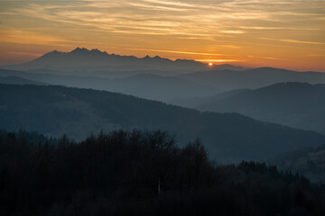 Sunset Over Misty Mountain