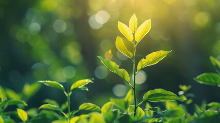 Obraz premium A leafy green plant with a single leaf growing out of it