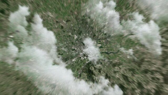 Zooming on Hamburg, Germany. Earth zoom in from outer space to city. The animation continues by zoom out through clouds and atmosphere into space. View of the Earth at night. Images from NASA. 4K