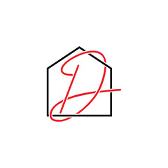 Letter D With House Logo 004