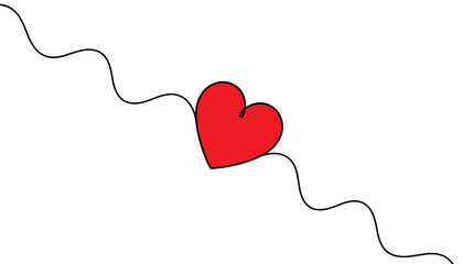 Heart. Abstract love symbol. Continuous line art drawing vector illustration.
