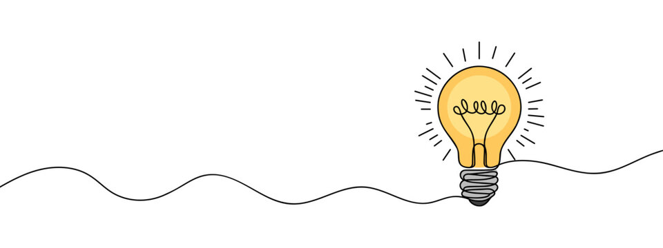 Continuous one line drawing bulb lamp vector illustration minimalism concept of idea