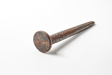 Rusty nail isolated on white background