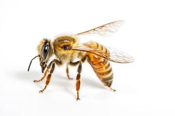 Close-up of a Bee on a White Background