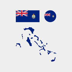 Bahamas 1953 national map and flag vectors set....
