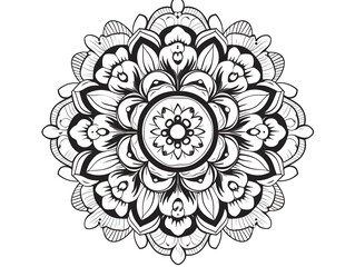 Abstract floral mandala illustration design for coloring book