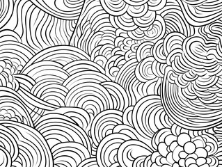 Abstract wave mandala illustration design for coloring book page