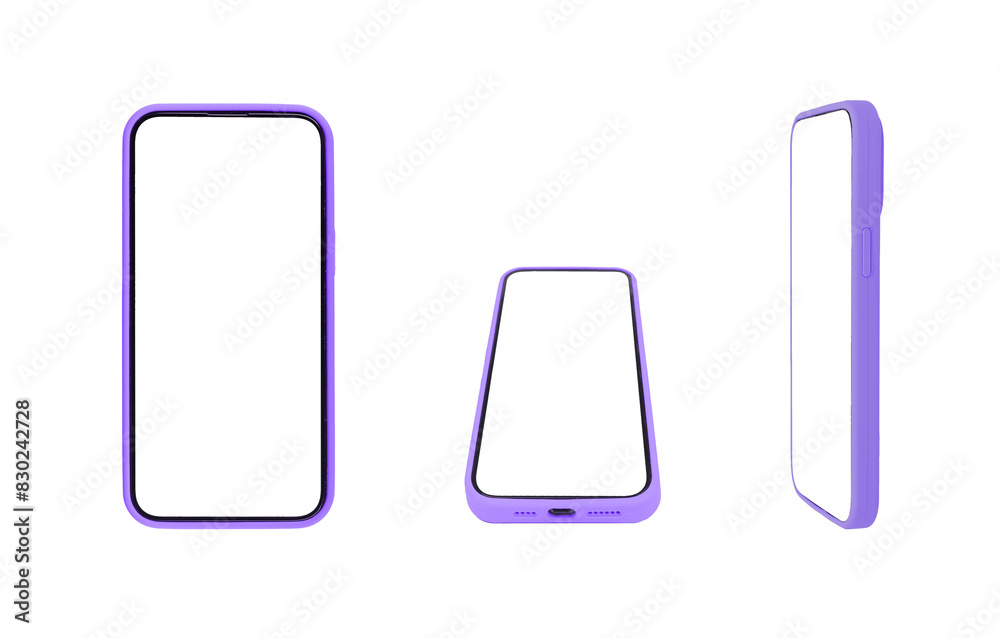 Poster phone mockup with white screen, case design. modern smartphone, clear empty frame, technology for di