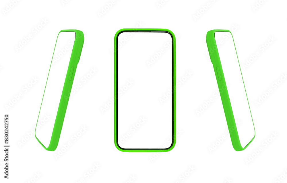 Poster phone mockup with white screen, case design. modern smartphone, clear empty frame, digital technolog