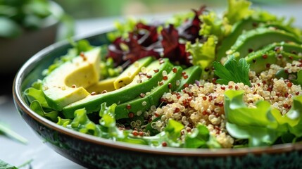 Nourishing Greens Salad with Avocado and Quinoa A Colorful and Delicious Path to Healthy Eating - Powered by Adobe