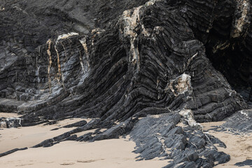 Striking Rock Formations at Amoreira Beach, Portugal