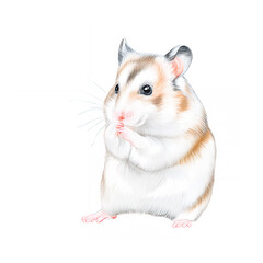 アナログタッチ、手描き風の可愛いハムスターのイラスト　子年　年賀状素材　AI生成画像　