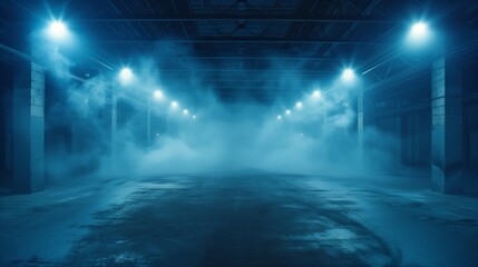 Fog in the city with light on a street in night 