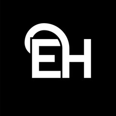 EH letter logo design on black background. EH creative initials letter logo concept. eh letter design. EH white letter design on black background. E H, e h logo