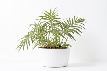 Fototapeta premium Green plant in a white pot on a white background
