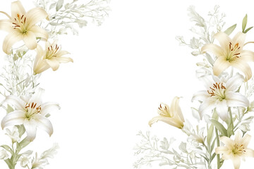 White Lilies and Greenery Border