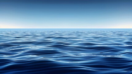 Fototapeta premium A large body of water with a blue sky, sun overhead, and a small island in its center