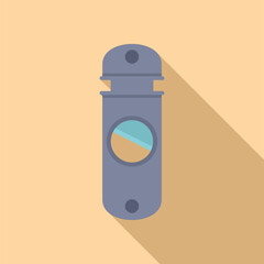 Vector illustration of a classic telescope in flat design style, with a shadow on a beige background