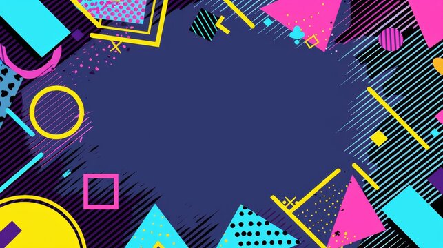 Retro 80s style background with flashy colors and blank middle section - graphic design, advertising, nostalgia