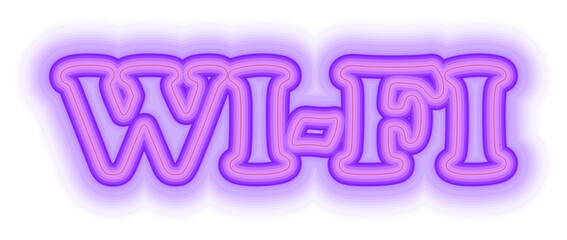 Fototapeta premium Wi-Fi signal, neon effect. Vector illustration. Neon purple letters on a transparent background