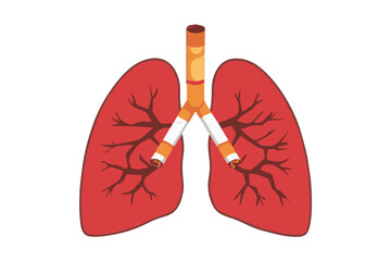 Lungs infected by Cigarette. Cancer diseases caused by smoking. Do not Smoke here awareness label Attention. World No Tobacco Day no vaping concept.