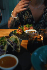 woman eating sushi