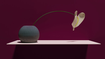 vase on the shelf, 3d