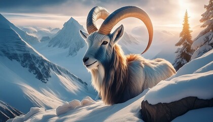 goat on the mountain - Powered by Adobe