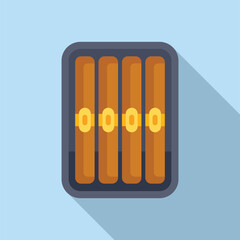Flat design of a cartoonstyle heating radiator illustration with a contemporary blue backdrop