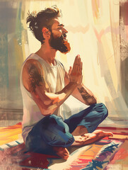 person meditating in yoga pose; yoga instructor practicing