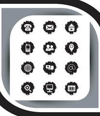 Contact related icon set, Essential Flat Stroke Circular Web Icon Set Phone Contact Location Button, Web icon, contact us icon, address, location, email, phone, Contact information symbols collection.