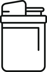 Vector illustration of a simple line art lighter with a flip lid, isolated on white background
